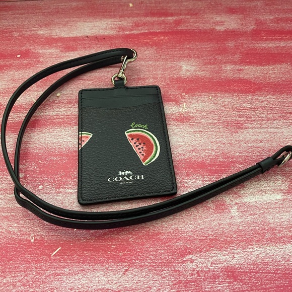 Coach Accessories - New Black Coach ID Lanyard with watermelon print!